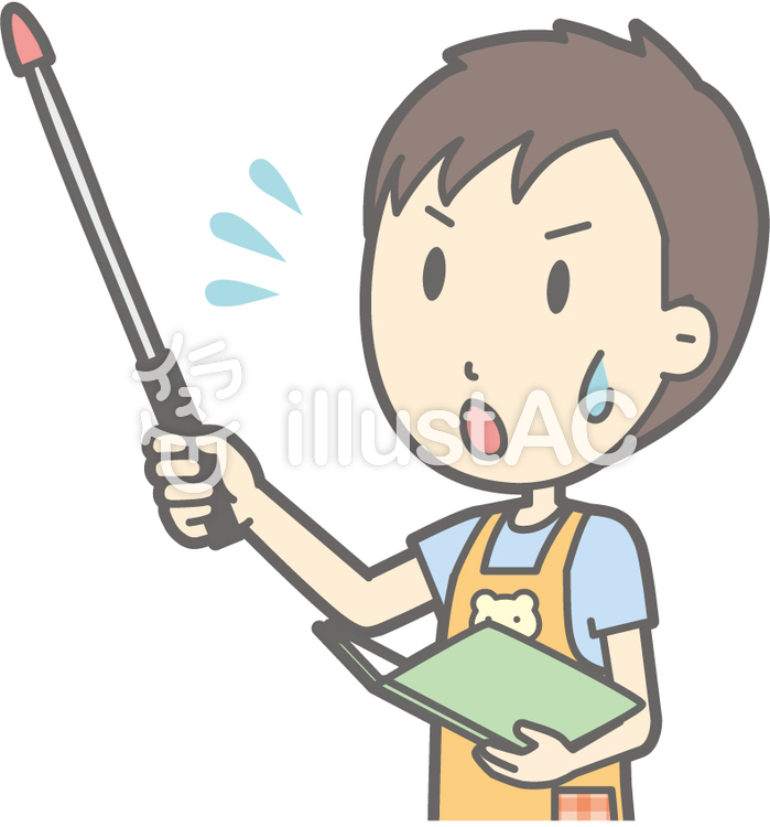 保育士男性-指示棒5左斜-バスト 保育士男性-指示棒5左斜-バストのイラスト