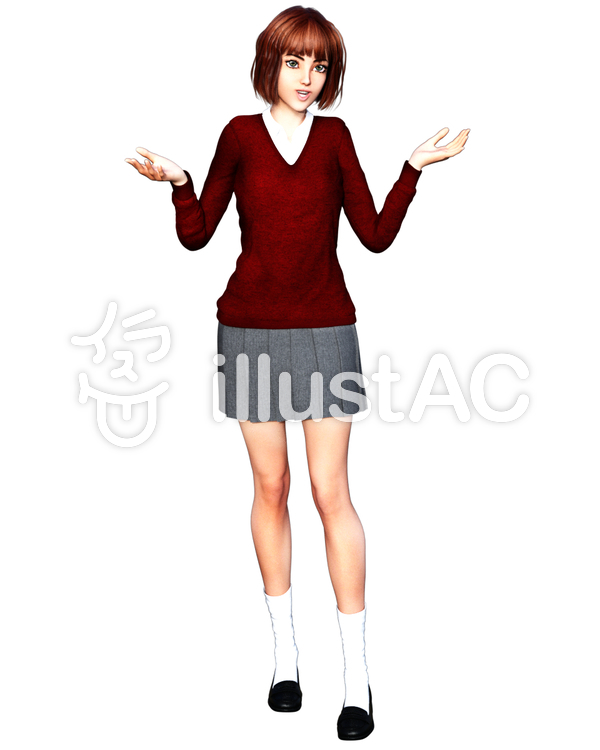 女子高生 ポーズD 女子高生 ポーズDのイラスト