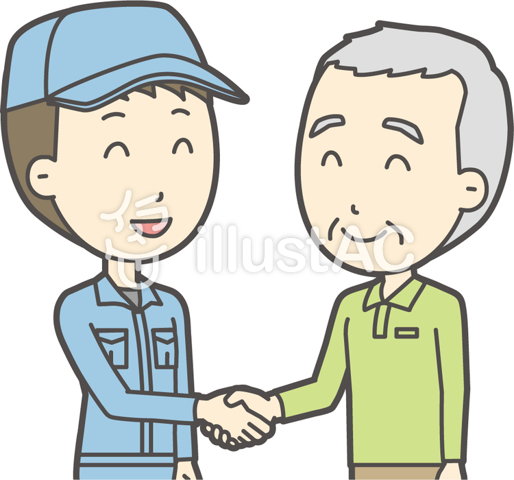 老人男性握手-017-バスト 老人男性握手-017-バストのイラスト