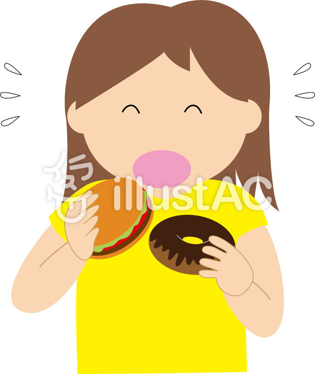 食べるのがやめられない女性イラスト No 578031／無料イラストなら「イラストAC」