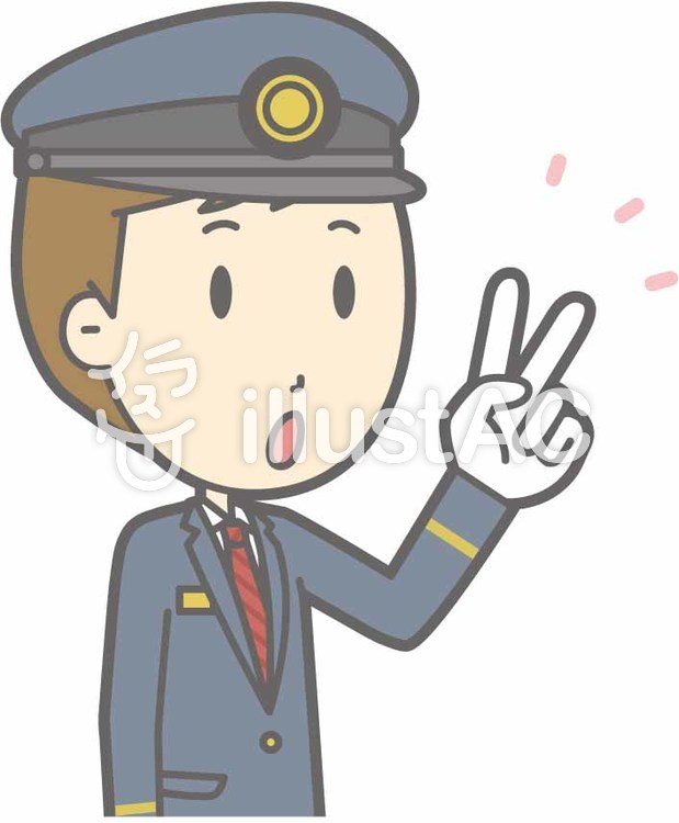 駅員男性a-指2本-バスト 駅員男性a-指2本-バストのイラスト