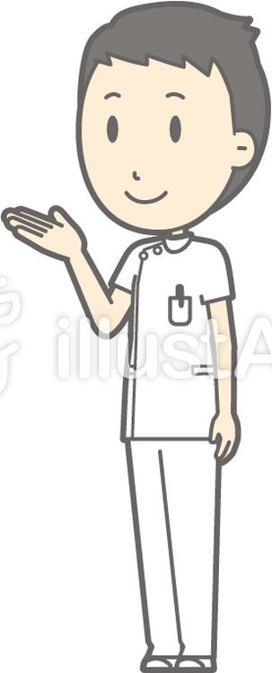 男性看護師-案内左斜め-全身 男性看護師-案内左斜め-全身のイラスト