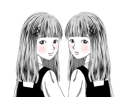 照片素材(图片): 双胞胎女孩回家玩