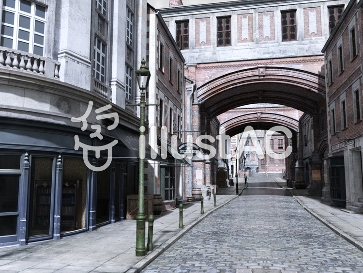 古いロンドンの街並みの風景(ストリート) 古いロンドンの街並みの風景(ストリート)のイラスト