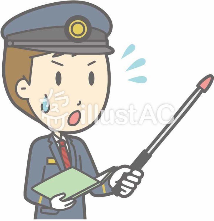 駅員男性a-指示棒4右斜-バスト 駅員男性a-指示棒4右斜-バストのイラスト