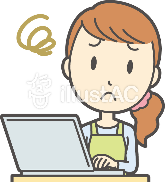 エプロン若者ロングヘア-005-バスト エプロン若者ロングヘア-005-バストのイラスト