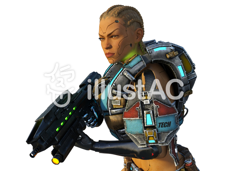 銃を構える SF アンドロイド戦士 銃を構える SF アンドロイド戦士のイラスト