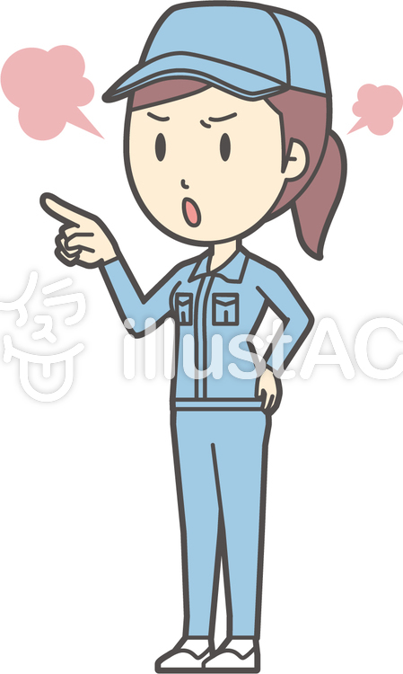 作業員女性ブルー-265-全身 作業員女性ブルー-265-全身のイラスト
