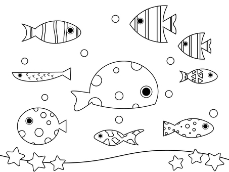 海 生き物 フレームイラスト - No: 2029941／無料イラストなら「イラストAC」