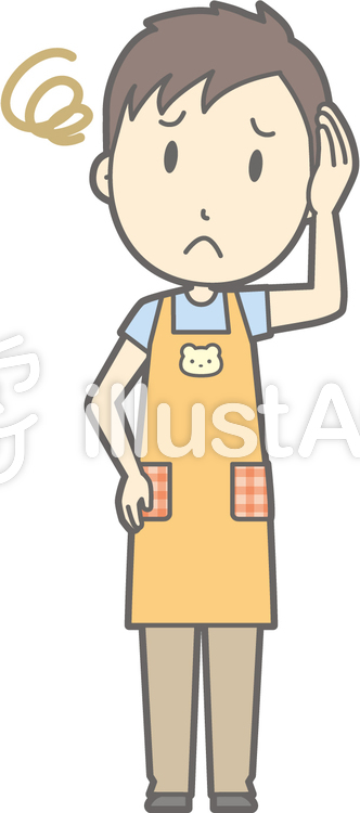 保育士男性-困った-全身 保育士男性-困った-全身のイラスト