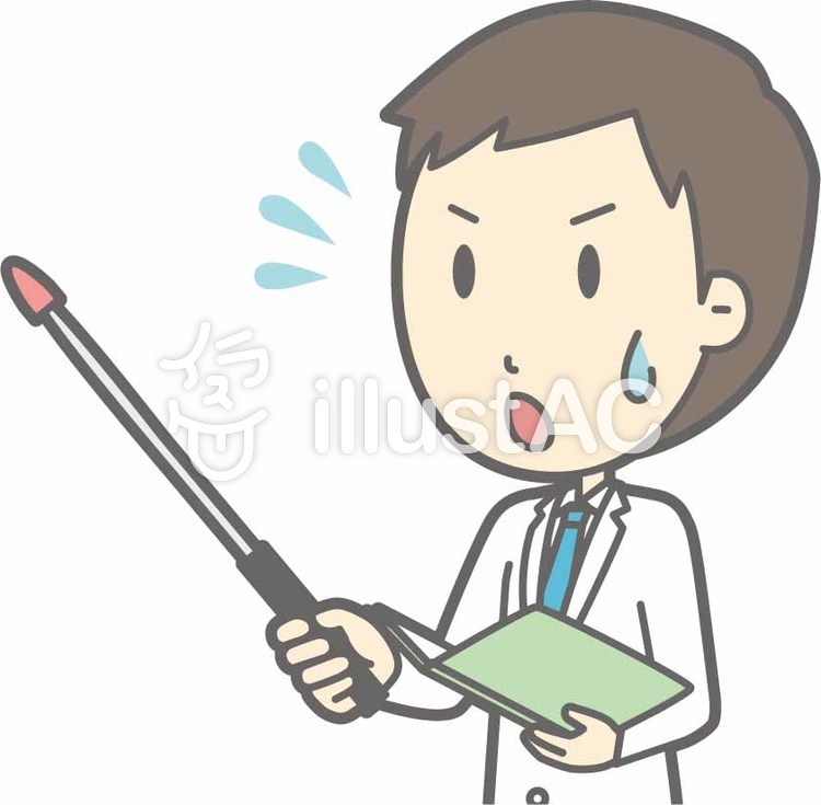 青年医師-指示棒2横視線左斜め-バスト 青年医師-指示棒2横視線左斜め-バストのイラスト