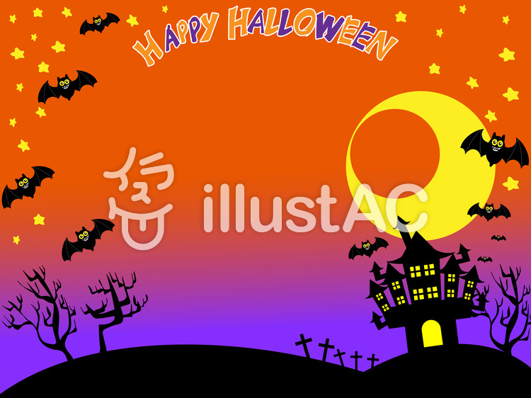 ハロウィン背景ロゴ入りイラスト No 無料イラストなら イラストac