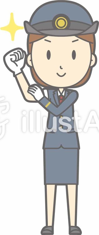 駅員女性a-腕まくり-全身 駅員女性a-腕まくり-全身のイラスト