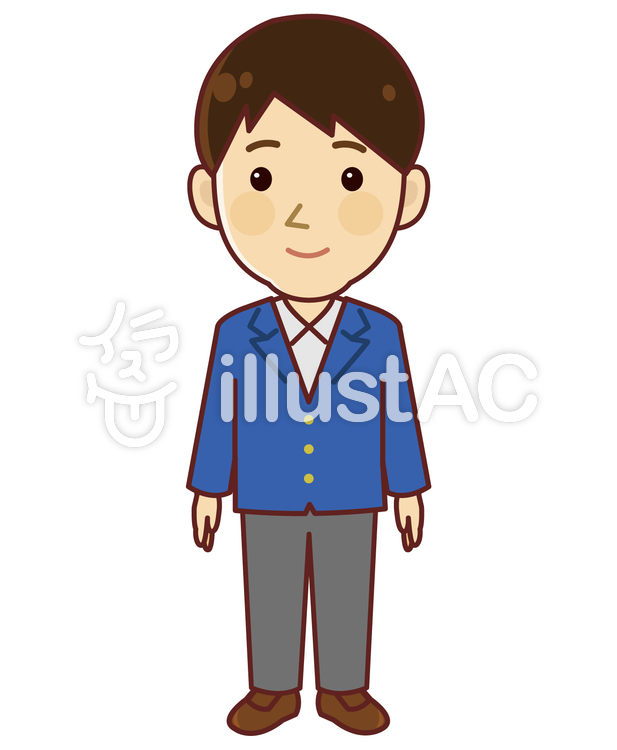 学生 男子 立つ 正面イラスト No 無料イラストなら イラストac
