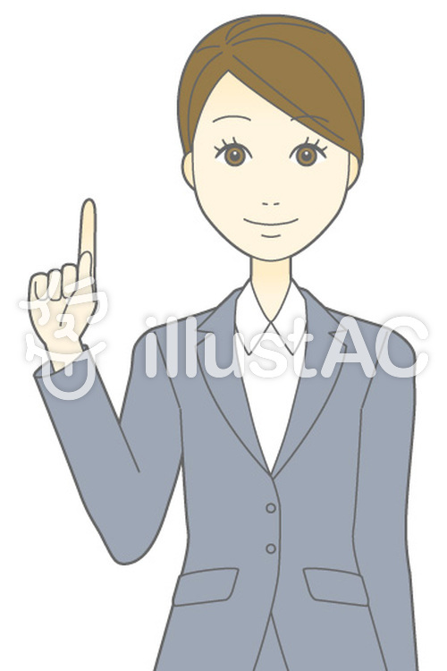 D女性スーツ-指差し-バスト D女性スーツ-指差し-バストのイラスト