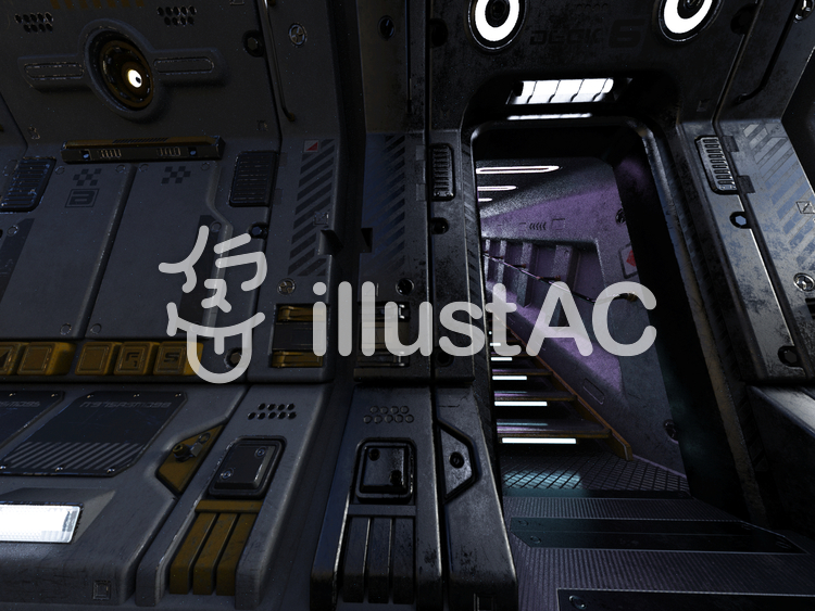 宇宙船内の通路(階段) 宇宙船内の通路(階段)のイラスト