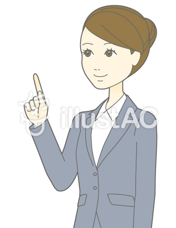 D女性スーツ-指差し-斜めバスト D女性スーツ-指差し-斜めバストのイラスト