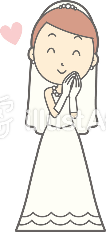 新婦ドレス-好き-全身 新婦ドレス-好き-全身のイラスト