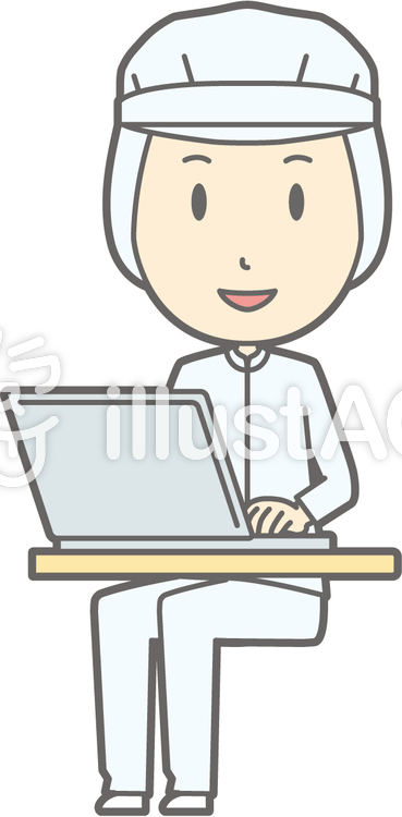 衛生服男-PC笑顔-全身 衛生服男-PC笑顔-全身のイラスト