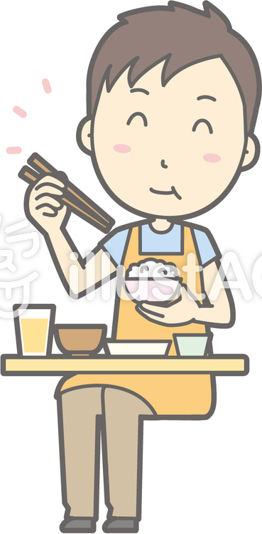 保育士男性-おいしい和食-全身 保育士男性-おいしい和食-全身のイラスト