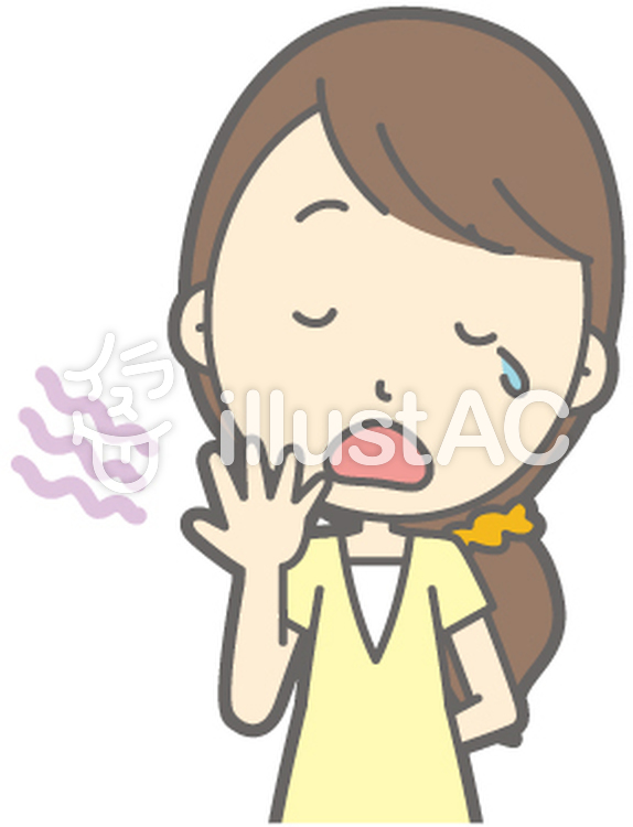 女性半ズボン-あくび-バスト 女性半ズボン-あくび-バストのイラスト