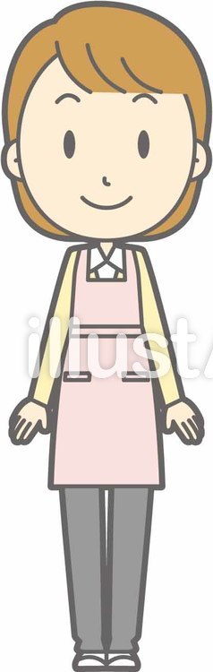 エプロン主婦-正面-全身 エプロン主婦-正面-全身のイラスト