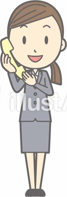 リクルートスーツ女性-電話-全身 リクルートスーツ女性-電話-全身のイラスト