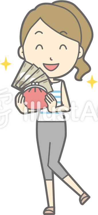 ポニー主婦g-お金持ち-全身 ポニー主婦g-お金持ち-全身のイラスト