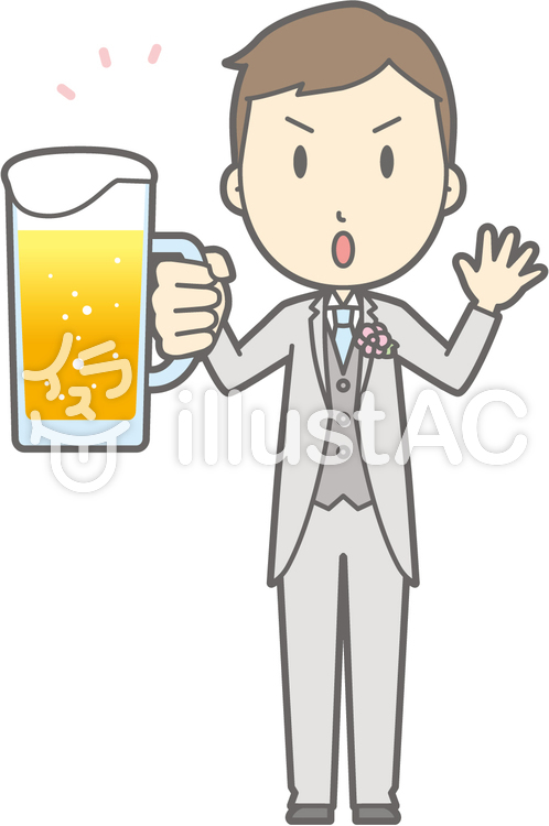 新郎洋服-ビール注意-全身 新郎洋服-ビール注意-全身のイラスト