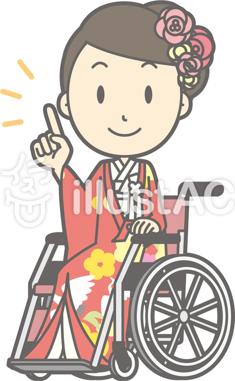 色打掛-車椅子指差し-全身 色打掛-車椅子指差し-全身のイラスト