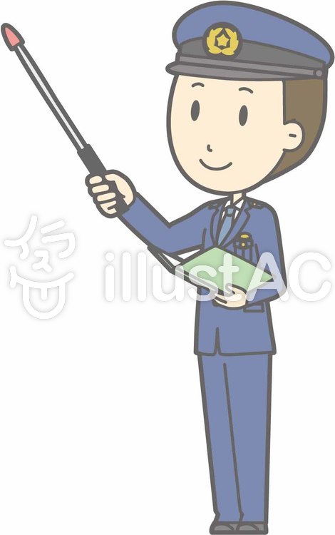 警察官男性a-指示棒3左斜-全身 警察官男性a-指示棒3左斜-全身のイラスト