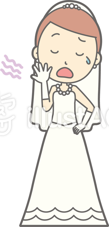 新婦ドレス-あくび-全身 新婦ドレス-あくび-全身のイラスト