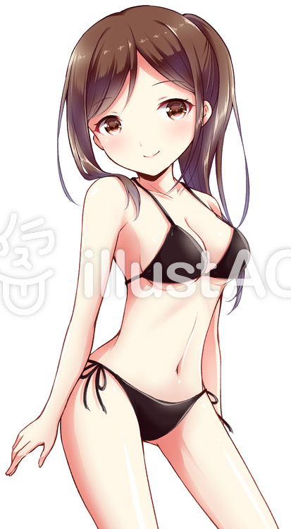 水着の女性 黒ビキニ イラスト No 無料イラストなら イラストac