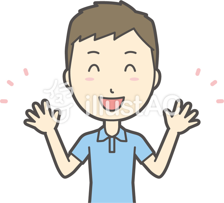 青ポロシャツ男性-078-バスト 青ポロシャツ男性-078-バストのイラスト