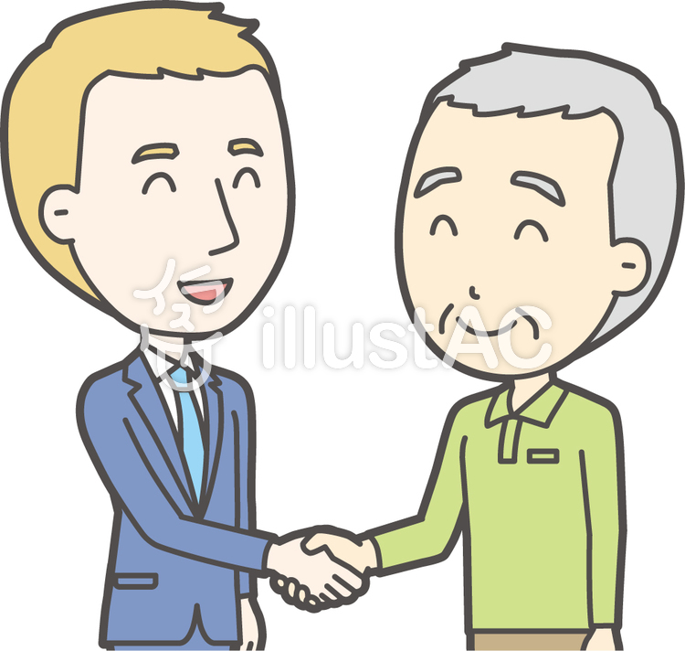 老人男性握手-047-バスト 老人男性握手-047-バストのイラスト