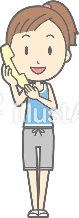 スポーツ女性b-電話-全身 スポーツ女性b-電話-全身のイラスト