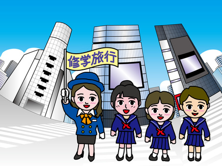 东京观光(2)涩谷十字路口学校旅行