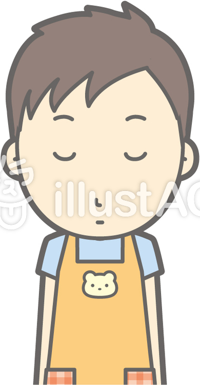 保育士男性-おじぎ無表情-バスト 保育士男性-おじぎ無表情-バストのイラスト