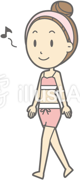 下着女性-歩く-全身 下着女性-歩く-全身のイラスト