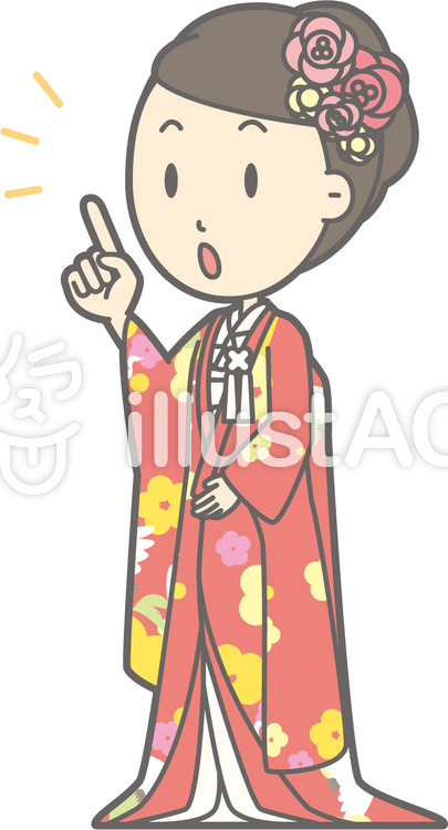 色打掛-指差し斜め左-全身 色打掛-指差し斜め左-全身のイラスト
