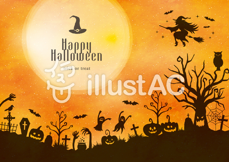 秋の背景フレーム037 ハロウィン 影絵イラスト No 無料イラストなら イラストac