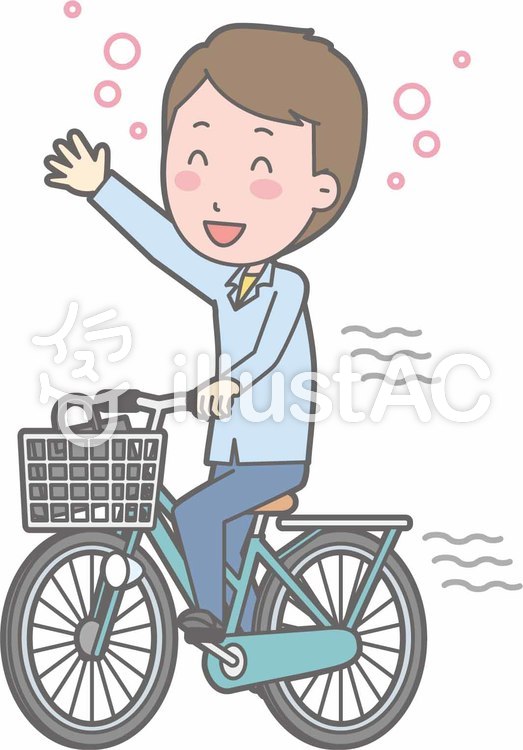 自転車男性-自転車飲酒-全身 自転車男性-自転車飲酒-全身のイラスト
