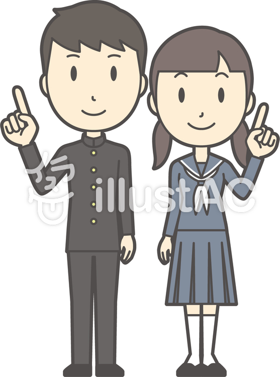 中学生男女セット-064-全身 中学生男女セット-064-全身のイラスト