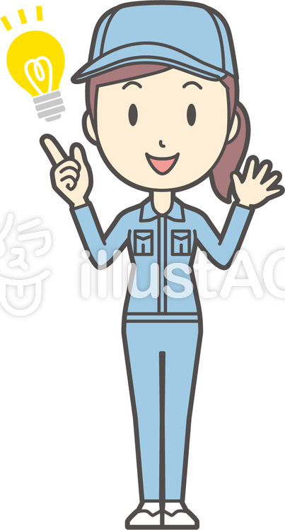 作業員女性ブルー-269-全身 作業員女性ブルー-269-全身のイラスト