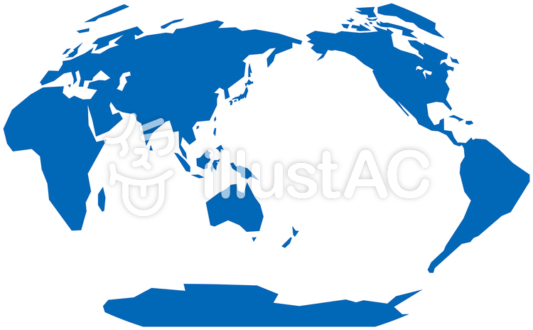 ヴィンケル図法世界地図-単純化 ヴィンケル図法世界地図-単純化のイラスト