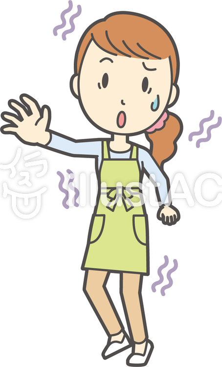 エプロン若者ロングヘア-111-全身 エプロン若者ロングヘア-111-全身のイラスト