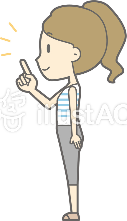 ポニー主婦g-指差し左横-全身 ポニー主婦g-指差し左横-全身のイラスト