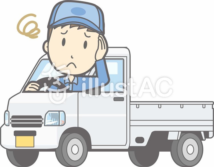車01-軽トラ1-困った-全身 車01-軽トラ1-困った-全身のイラスト