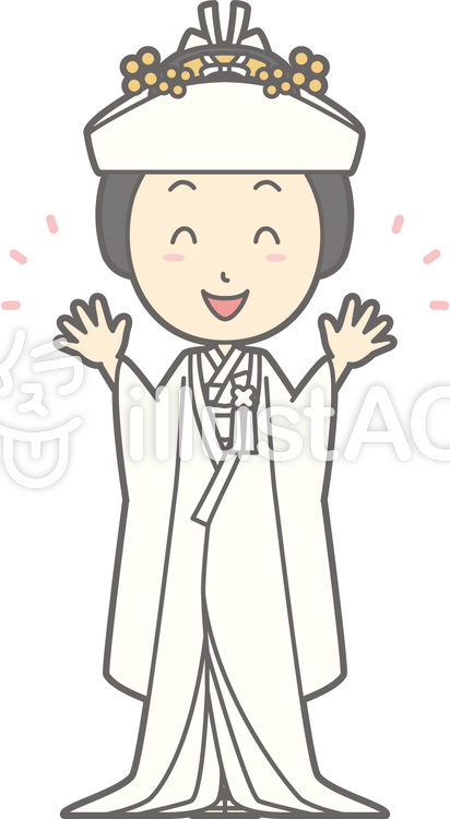 角隠し-ニコニコ-全身 角隠し-ニコニコ-全身のイラスト