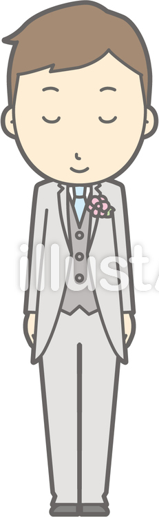 新郎洋服-おじぎ笑顔-全身 新郎洋服-おじぎ笑顔-全身のイラスト